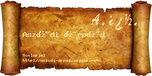 Aszódi Árpád névjegykártya