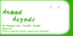 arpad aszodi business card